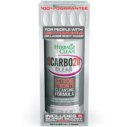 Herbal Clean Detox QCarbo Clear 20 Cran-Raspberry, 20 oz, Herbal Clean Detox