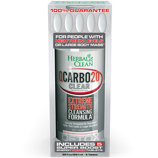 QCarbo Clear 20 Strawberry-Mango, 20 oz, Herbal Clean Detox