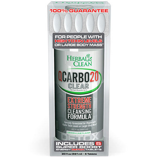 QCarbo Clear 20 Lemon Lime, 20 oz, Herbal Clean Detox