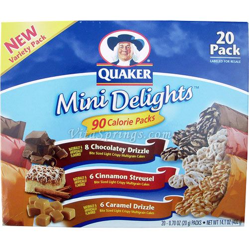 Quaker Mini Delights 90 Calorie Packs, New Variety Pack, 20 Packs (400 g)