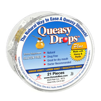 Queasy Drops Plus, Natural Way to Ease a Queasy Stomach, 21 Pieces, Three Lollies LLC