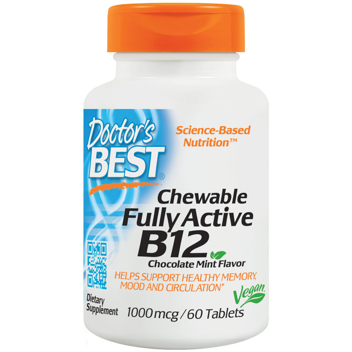 Chewable Fully Active B12 1000 mcg, Chocolate Mint Flavor, 60 Tablets, Doctors Best