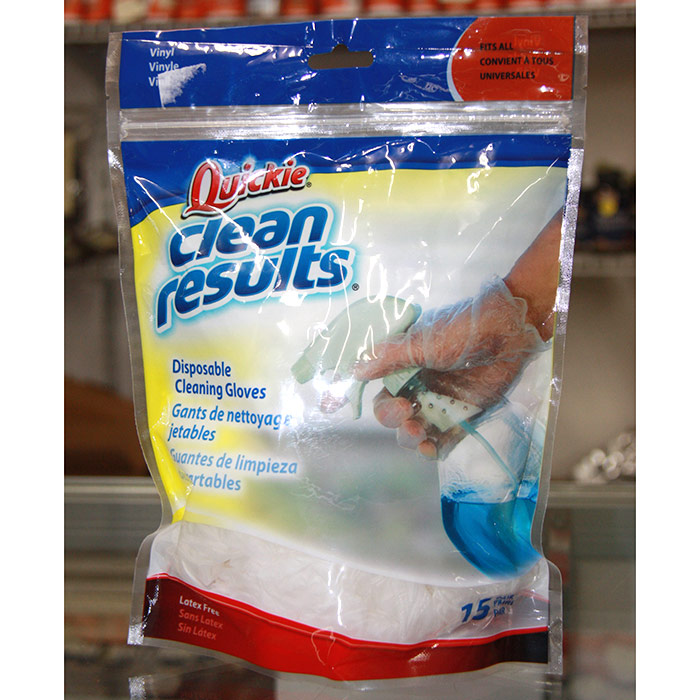 Quickie Disposable Vinyl Cleaning Gloves, 15 Pair