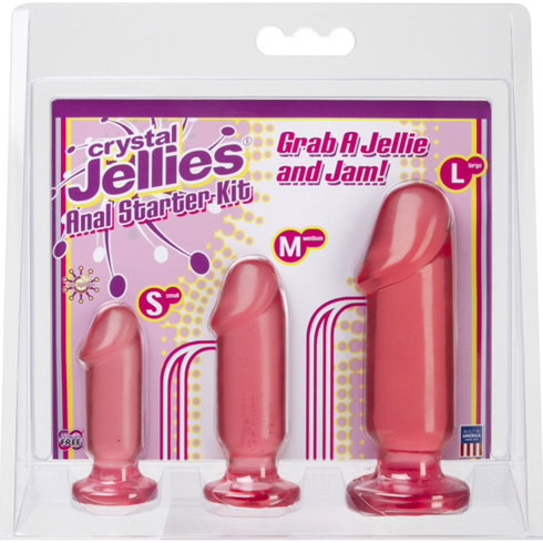 Crystal Jellies Anal Starter Kit (3 Plugs) - Pink, Doc Johnson