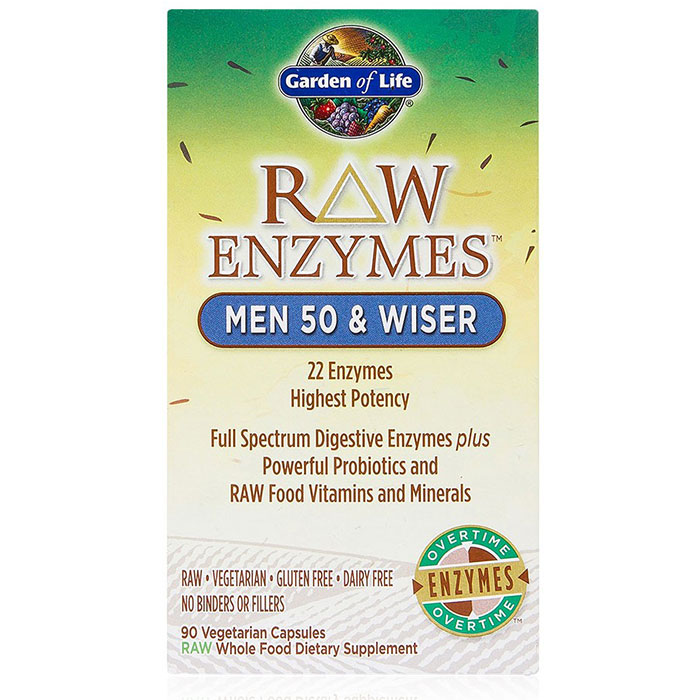 RAW Enzymes for Men 50 & Wiser, 90 Vegetarian Capsules, Garden of Life