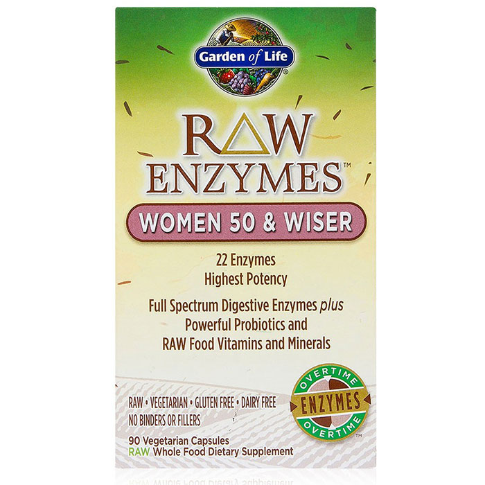 RAW Enzymes for Women 50 & Wiser, 90 Vegetarian Capsules, Garden of Life