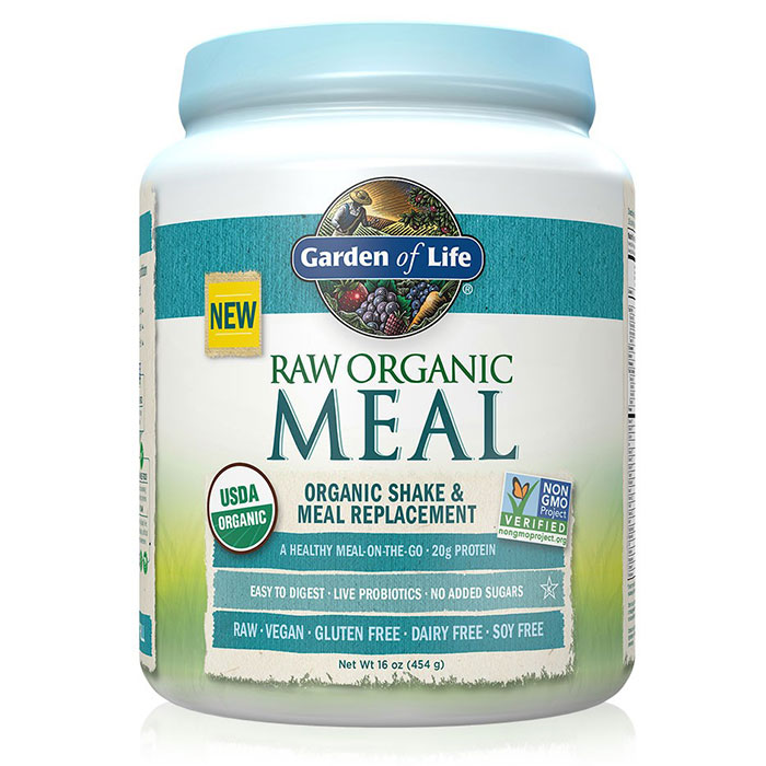 RAW Meal - Unflavored, Organic Shake & Meal Replacement, 454 g (14 Servings), Garden of Life