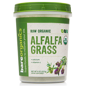 Raw Organic Alfalfa Grass Powder, 8 oz, BareOrganics Superfoods