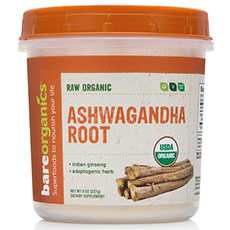 Raw Organic Ashwagandha Root Powder, 8 oz, BareOrganics Superfoods