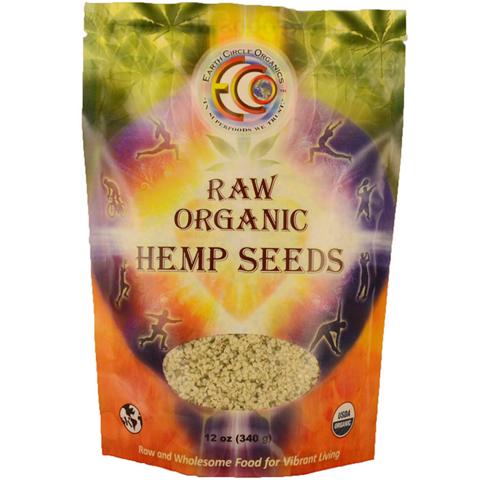 Raw Organic Hemp Seeds, 12 oz, Earth Circle Organics