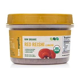 Raw Organic Red Reishi (Ling Zhi) Powder, 4 oz, BareOrganics Superfoods