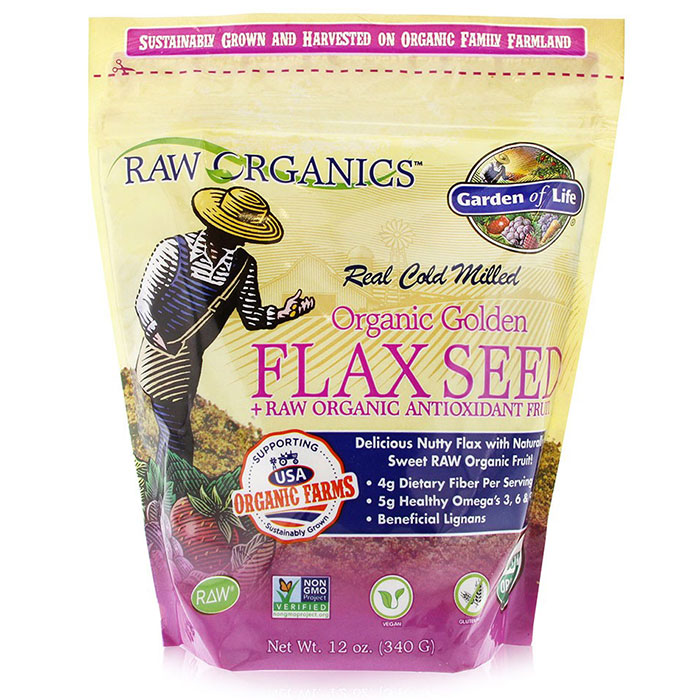 RAW Organics - Organic Golden Flax Seed + Antioxidant Fruit, 12 oz (340 g), Garden of Life