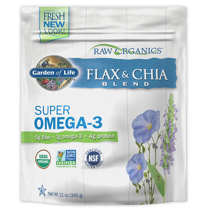 Raw Organics Flax & Chia Blend, 12 oz (340 g), Garden of Life
