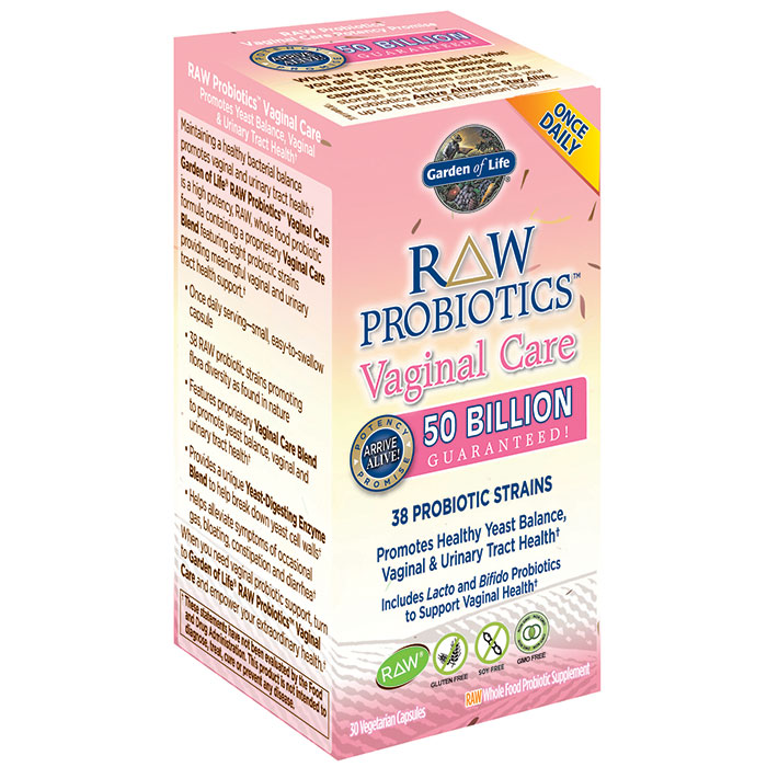 RAW Probiotics Vaginal Care, 30 Vegetarian Capsules x 3 Packs, Garden of Life