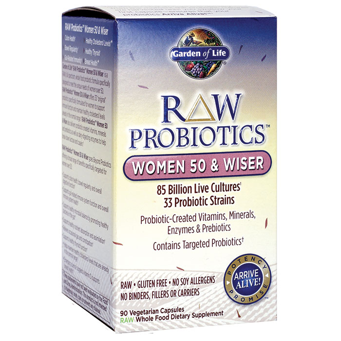 RAW Probiotics for Women 50 & Wiser, 90 Vegetarian Capsules x 3 Packs, Garden of Life