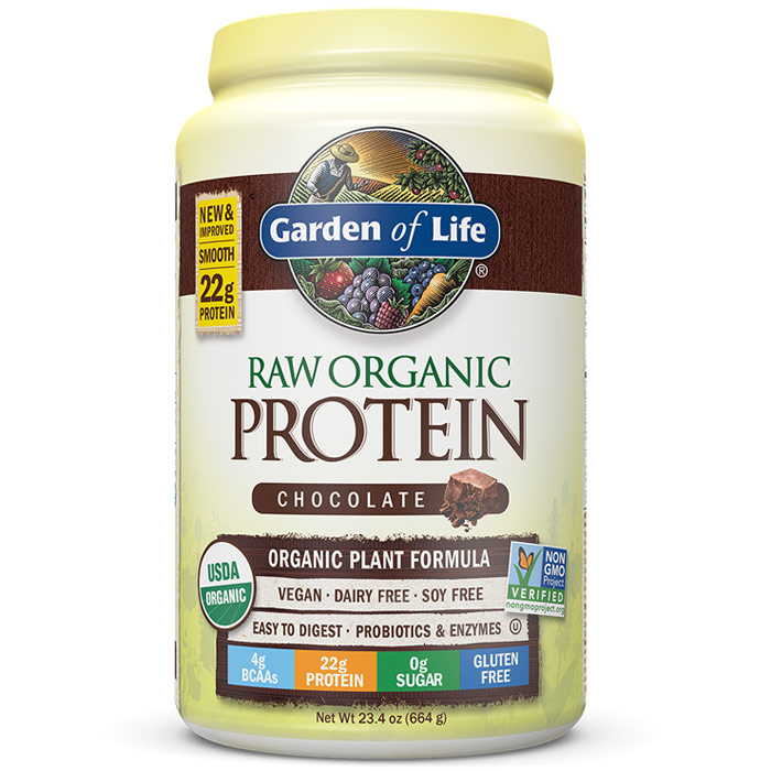 Raw Organic Protein Powder - Chocolate, 23.4 oz (664 g), Garden of Life
