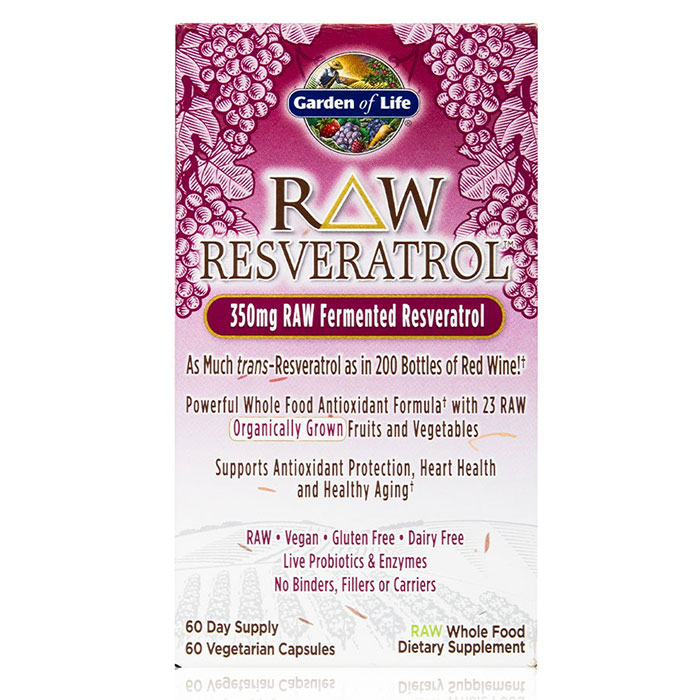 RAW Resveratrol 350 mg, 60 Vegetarian Capsules, Garden of Life