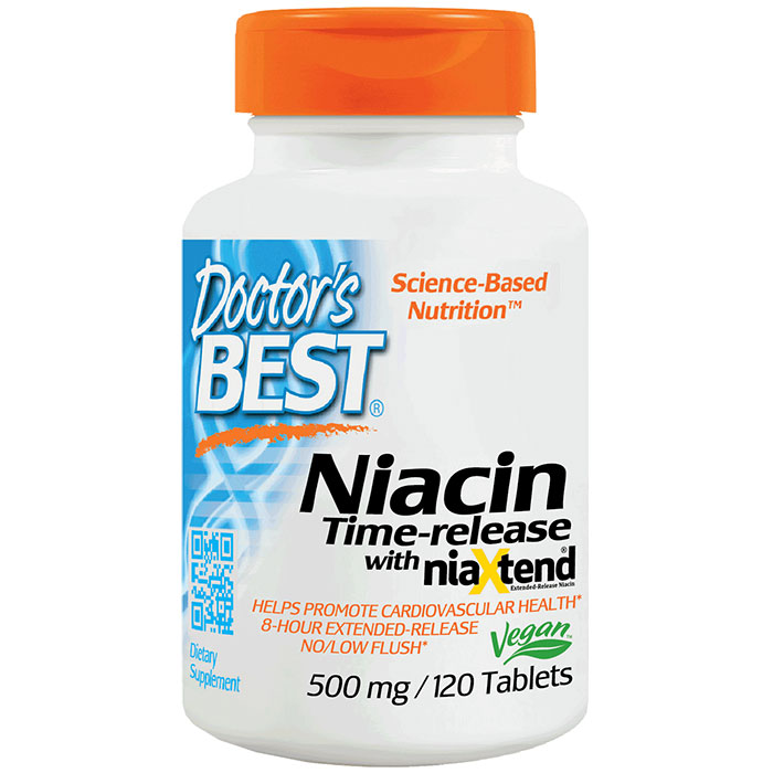 Niacin Time-Release with niaXtend 500 mg, 120 Tablets, Doctors Best