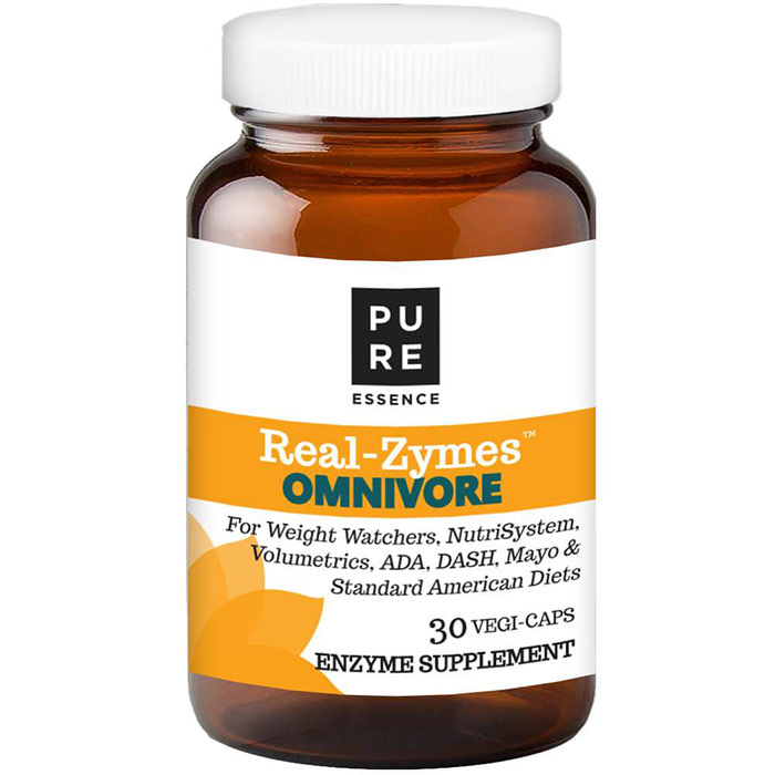 Real-Zymes Omnivore, Digestive Enzymes Supplement, 30 Vegetarian Capsules, Pure Essence Labs