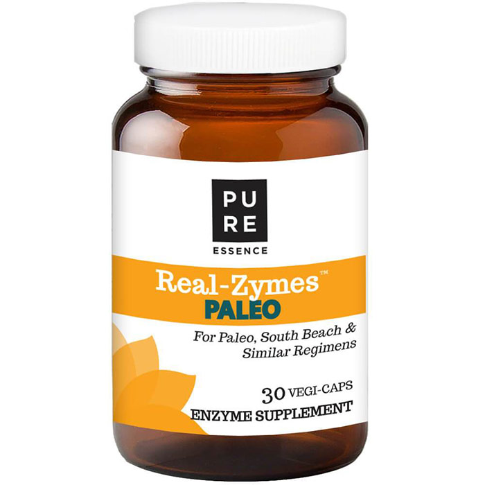 Real-Zymes Paleo, Digestive Enzymes Supplement, 30 Vegetarian Capsules, Pure Essence Labs