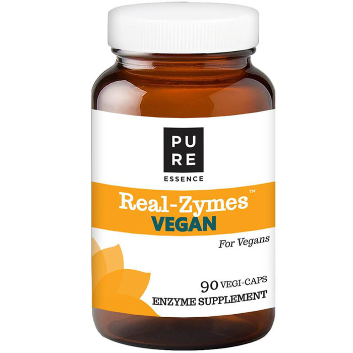 Real-Zymes Vegan, Digestive Aid, 90 Vegetarian Capsules, Pure Essence Labs