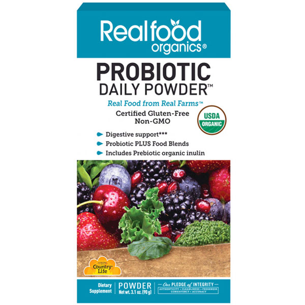 Realfood Organics Probiotic Daily Powder, 3.1 oz, Country Life