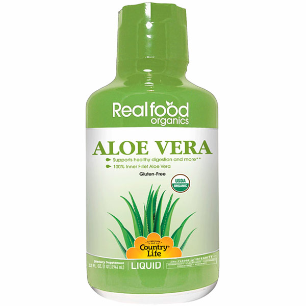 Realfood Organics Liquid Aloe Vera, 32 oz, Country Life