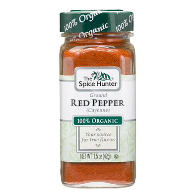Red Pepper (Cayenne) Ground, 100% Organic, 1.5 oz x 6 Bottles, Spice Hunter