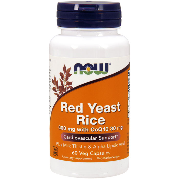 Red Yeast Rice 600 mg with CoQ10 30 mg, 60 Vegetarian Capsules, NOW Foods