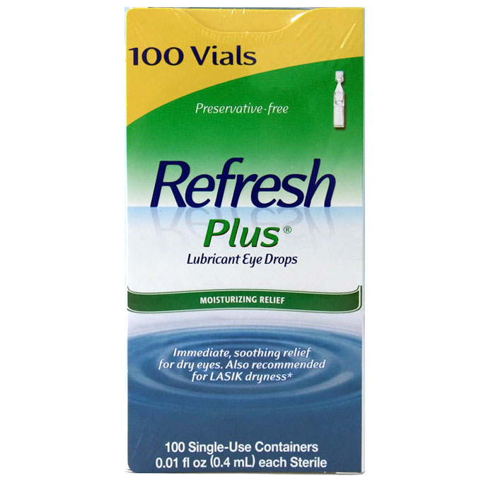Refresh Plus Lubricant Eye Drops, Moisturizing Relief, 100 Single Use Containers