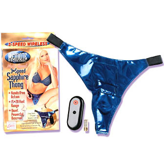 Remote Control 3-Speed Sapphire Thong, California Exotic Novelties
