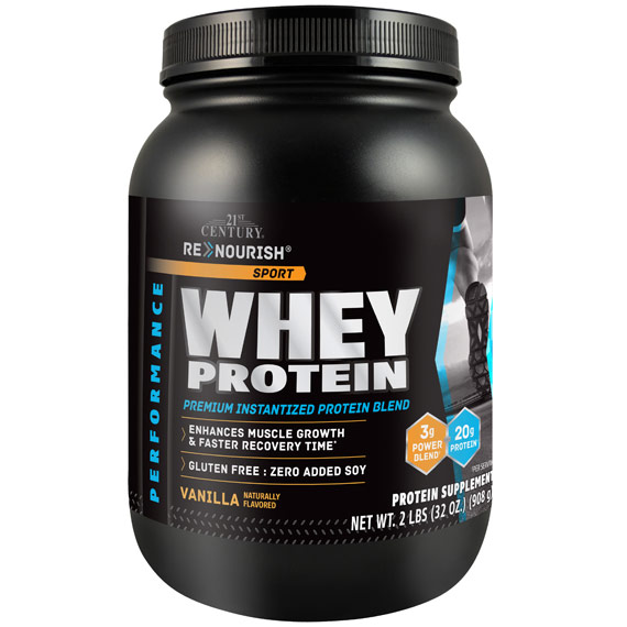 ReNourish Sport Whey Protein, Vanilla Flavor, 2 lb, 21st Century HealthCare