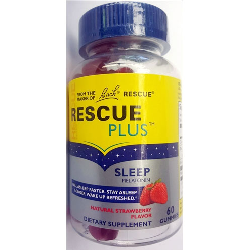 Rescue Plus Sleep Gummy - Natural Strawberry, 60 Gummies, Bach Original Flower Remedies