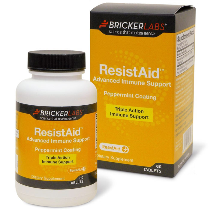 ResistAid Advanced Immune Support, Peppermint Coating, 60 Tablets, Bricker Labs