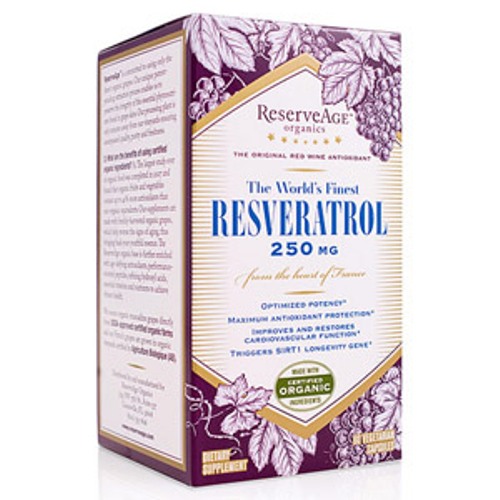 ReserveAge Organics Resveratrol 250 mg, 120 Veggie Capsules, ReserveAge Organics