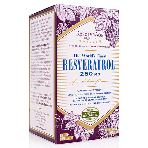 Resveratrol 250 mg, Red Wine Antioxidant, 60 Veggie Capsules, ReserveAge Organics