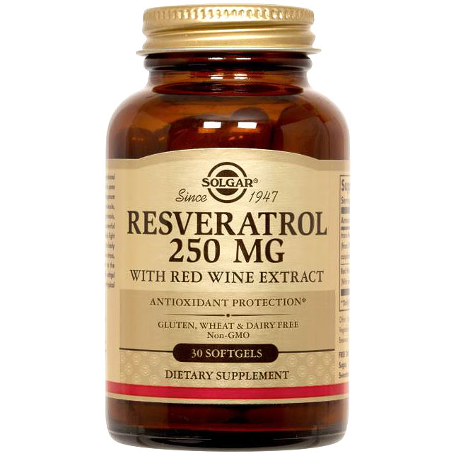 Resveratrol 250 mg with Red Wine Extract, 30 Softgels, Solgar