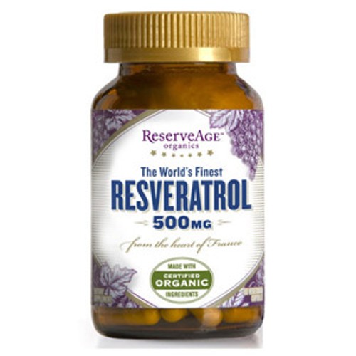 Resveratrol 500 mg, With Certified Organic Ingredients, 30 Veggie Capsules, ReserveAge Organics