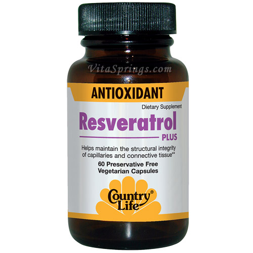 Resveratrol Plus 60 Vegetarian Capsules, Country Life