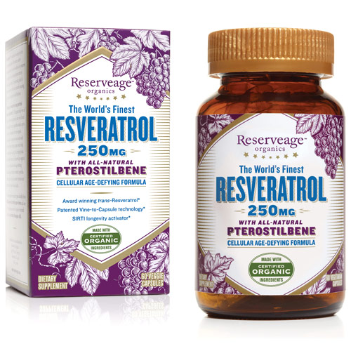 ReserveAge Organics Resveratrol with Pterostilbene 250 mg, 60 Veggie Capsules, ReserveAge Organics