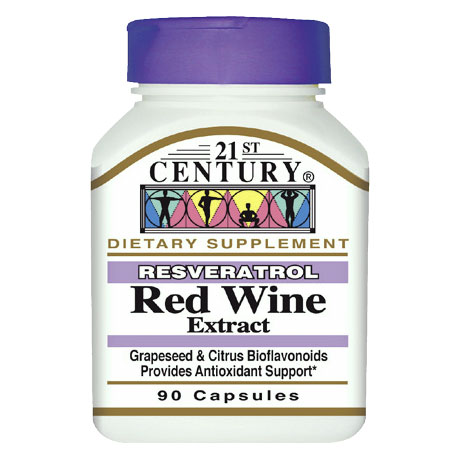 Resveratrol Red Wine Extract, 90 Capsules, 21st Century Health Care