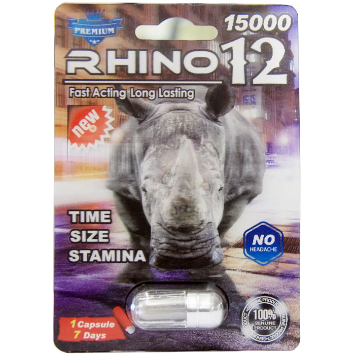 Rhino 12 (Premium 15000), Natural Male Sexual Enhancer, 1 Capsule