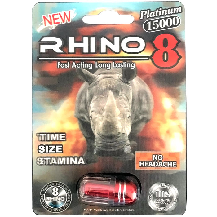 Rhino 8 (Platinum 15000), Mens Sexual Health Formula, 1 Capsule
