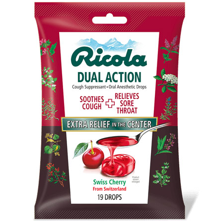 Ricola Dual Action Cough Drop - Cherry, 3 oz/Bag