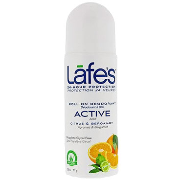 Lafes Roll On Deodorant - Active, 2.5 oz, Natural BodyCare