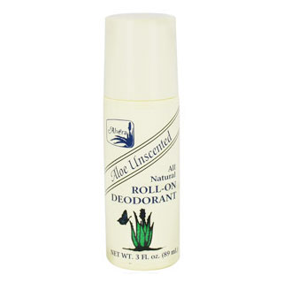 All Natural Roll-On Deodorant, Aloe Unscented, 3 oz, Alvera