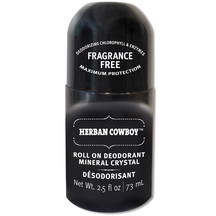 Roll On Deodorant Mineral Crystal - Fragrance Free, 2.5 oz, Herban Cowboy