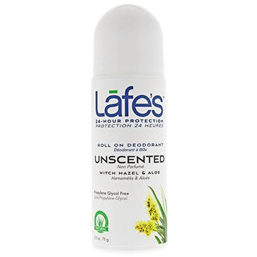 Lafes Roll On Deodorant - Unscented, 2.5 oz, Natural BodyCare