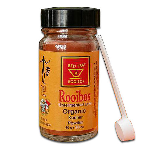 African Red Tea Imports Organic Kosher Rooibos Powder in Glass Jar, 50 g, African Red Tea Imports