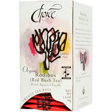 Choice Organic Teas Organic Rooibos (Red Bush Tea) with Vanilla, Caffeine Free, 20 Tea Bags x 6 Box, Choice Organic Teas